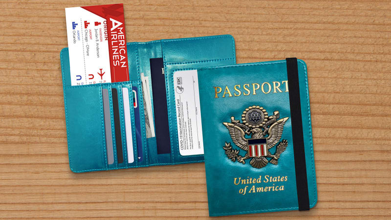 Ciana RFID Blocking Leather Passport Wallet With Vaccination Card Slot