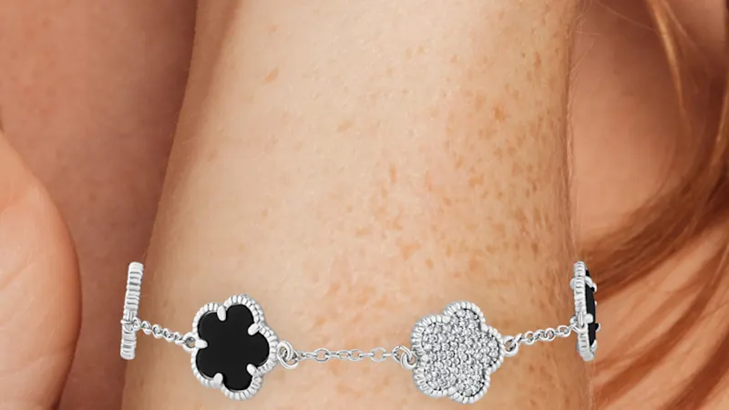 CZ by Kenneth Jay Lane 2 CTTW Pave & Stone Clover Station Bracelet