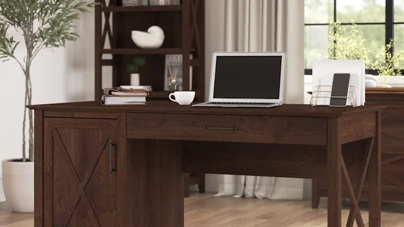 Key West 54W Computer Desk with Keyboard Tray and Storage