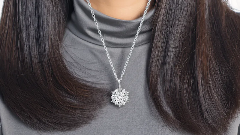 Saffron 0.5 Carat TW Moissanite Snowflake Pendant Sterling Silver Necklace