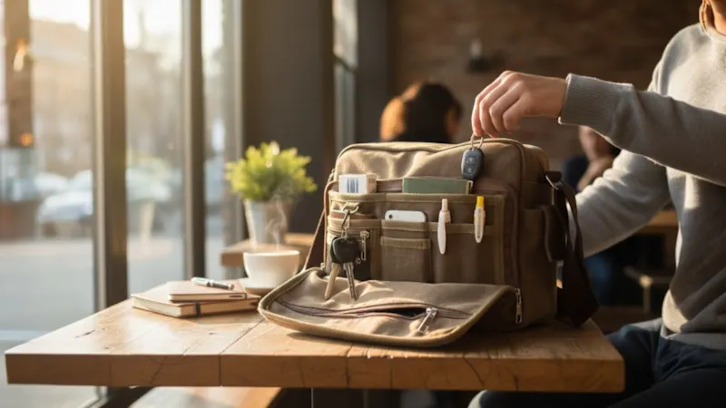 XIX Multi-Pocket Canvas Crossbody Shoulder Bag