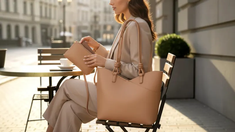 Poppy & Harper 2-Piece Tote Set with Knotted Handle and Crossbody Purse