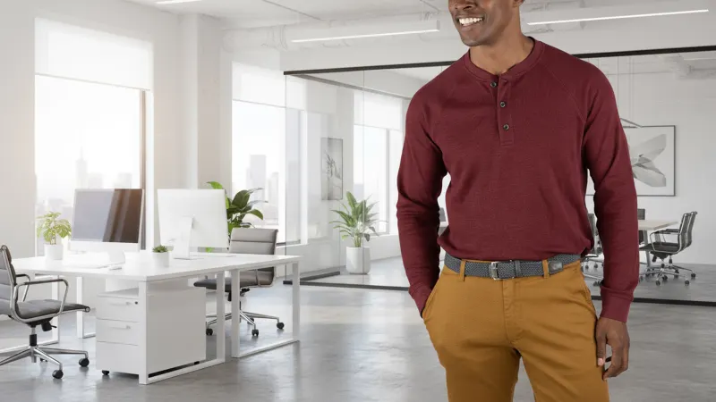 3-Pack: Tailor Vintage Airotec Performance Stretch Waffle Henley Shirts