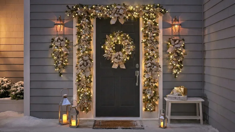 The Cordless Prelit Silver And Champagne Holiday Sconce