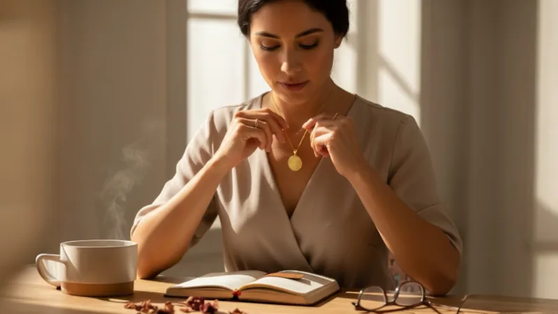 Steeltime Stainless Steel & 18K Gold Plated Padre Nuestro Pendant Necklace Set