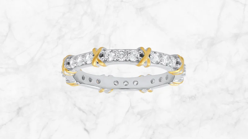 Kylie Harper Cubic Zirconia X Stackable Eternity Band Ring