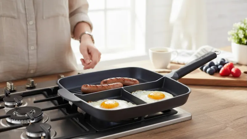 MasterPan Nonstick 3-Section 11" Grill & Griddle Skillet