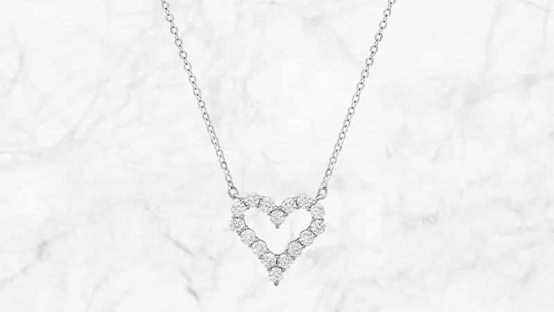 Saffron 0.5 Carat TW Moissanite Open Heart Pendant Sterling Silver Necklace