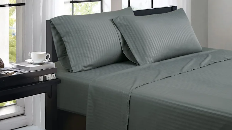Bibb Home 1500 Series Damask Striped Sheet Set