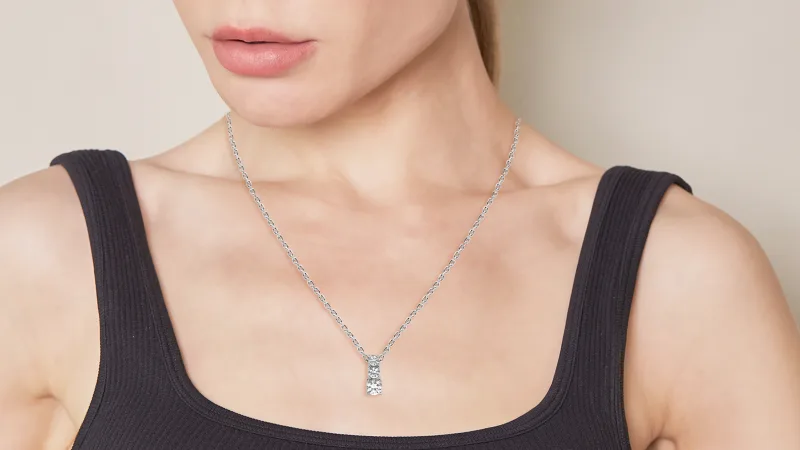 Gemstone Brilliance Lab Created White Sapphire 3-Stone Drop Pendant Necklace