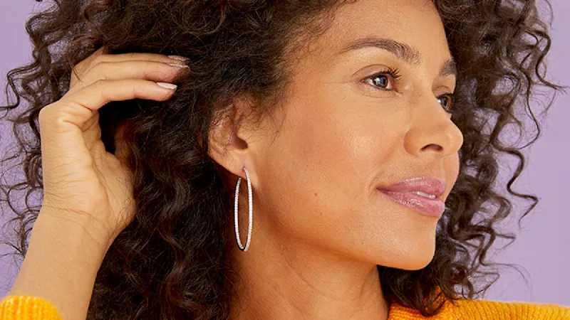 Rachel Glauber Elegant Simulated Diamond Inside-Outside Hoop Earrings