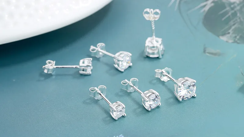 3-Pack: Rose And Lilly Sterling Crystal Stud Set