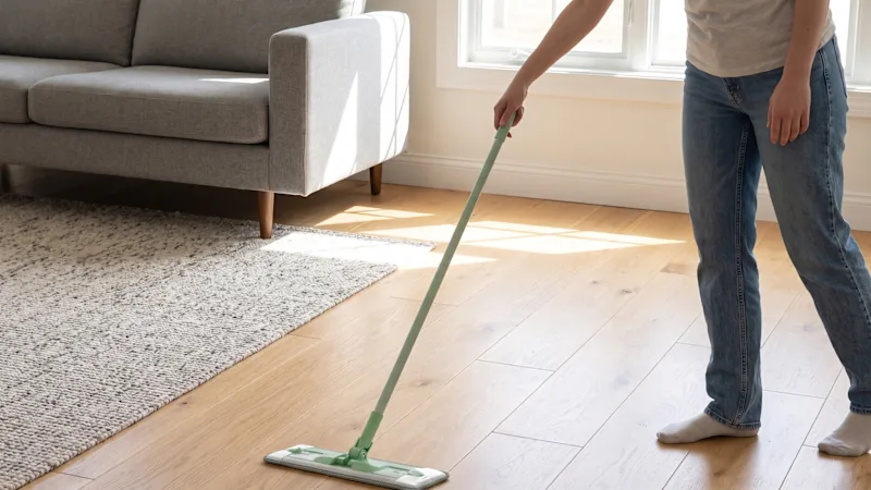 J&V Textiles 2-in-1 Dry & Wet Sweeper Mop Set with Handle