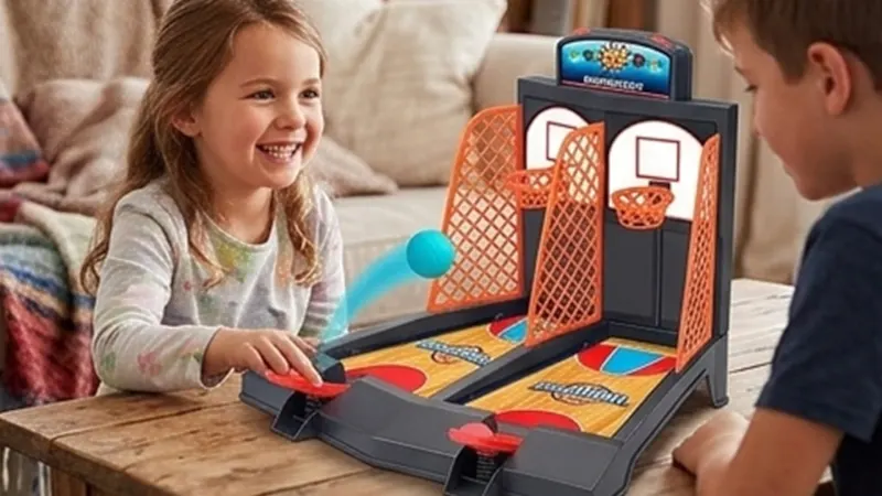 Well Played Toys Tabletop Basketball Shooting Game with Dual Launcher