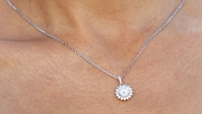 Savvy Cie 2.5 Carat TW Moissanite Starburst Necklace or 2 Carat TW Earrings