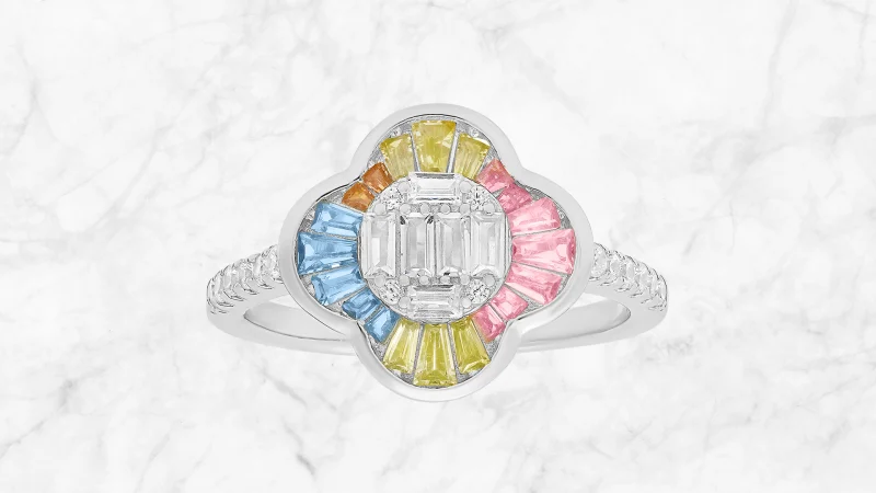 Kylie Harper Multi-Color Cubic Zirconia Clover Ring