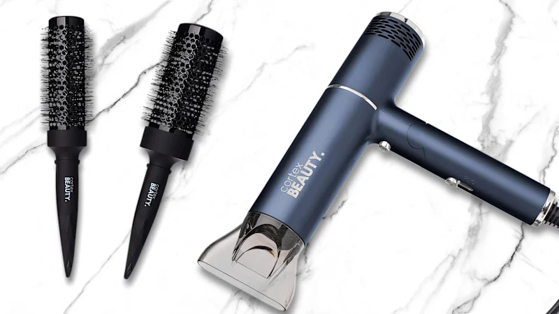 Cortex Beauty AirFold Ionic Foldable Dryer & 2-Piece Blowout Brush Set