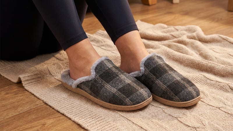 Floopi Womens Festive Plaid Slippers