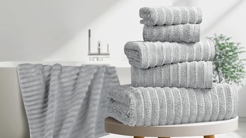 Bibb Home 6-Piece Ribbed Egyptian Cotton Towel Set
