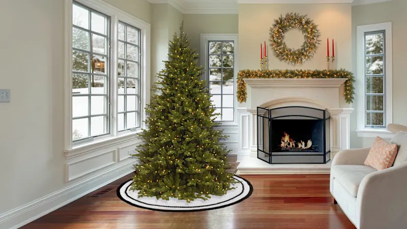 National Tree Company Tree Skirt with Pompom Lace & Fringe