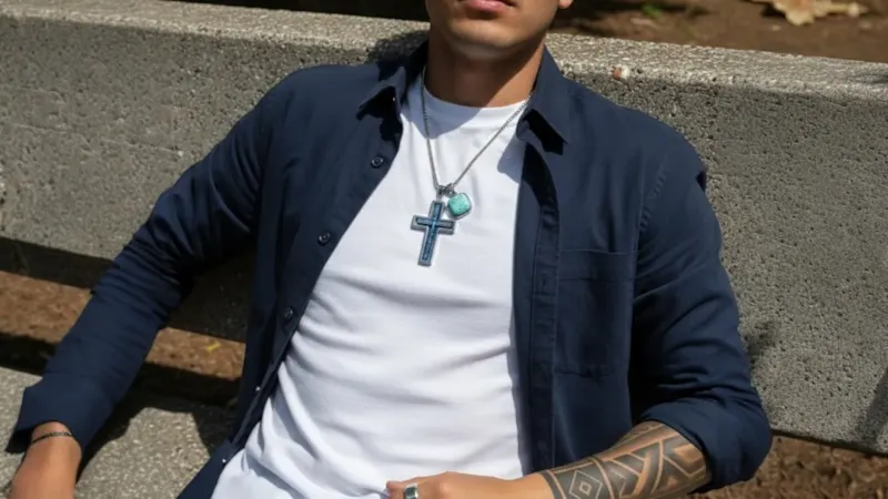 Iron Saints Stainless Steel Chain Necklace with Cross & Accent Pendant