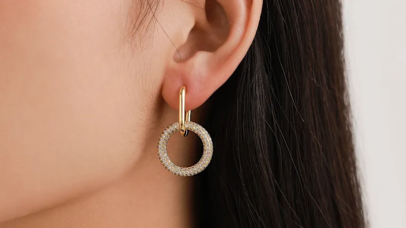 Rachel Glauber Ethereal Glow Circle Drop Earrings