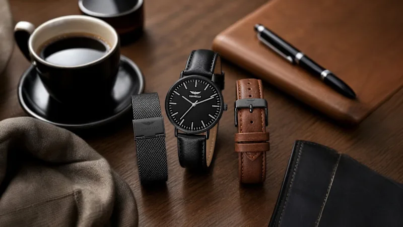 Gianello Tri-Luxe Interchangeable 3 Strap Watch Set