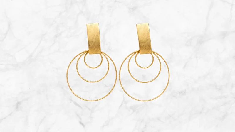 LOREN + OLIVIA Brushed Gold Earrings and Cuff Bracelet Set