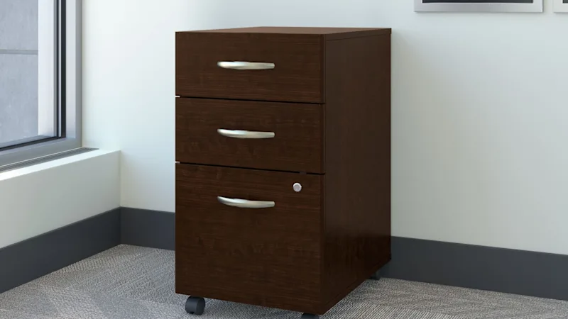 Series C Bow Front Desk with (2) 3 Drawer Mobile Pedestals