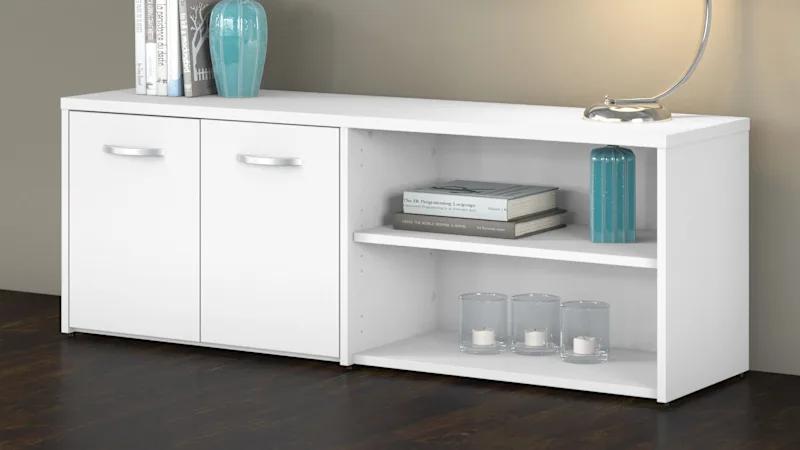 Studio C Low Storage Cabinet with Doors and Shelves