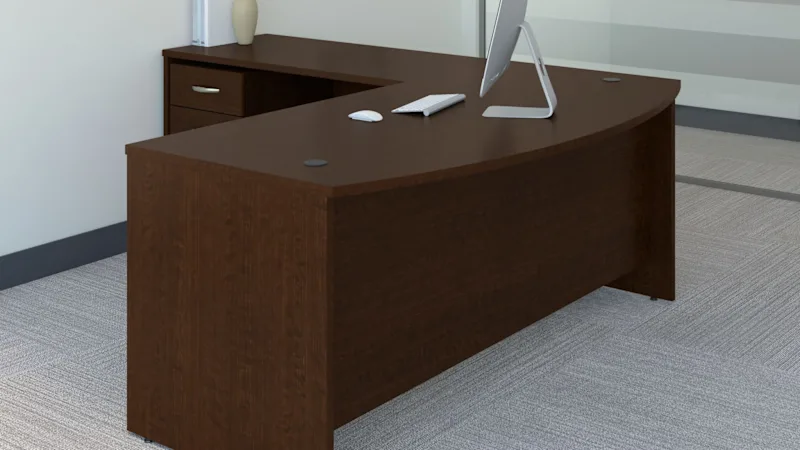 Series C 72W Bow Front L Shaped Desk with 48W Return and Mobile File Cabinet