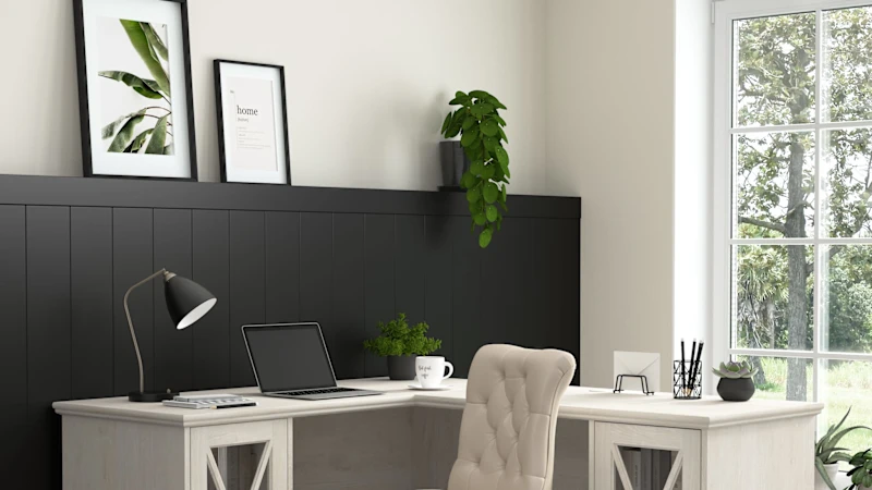 Lennox 60W Farmhouse L Shaped Desk with Storage Cabinets