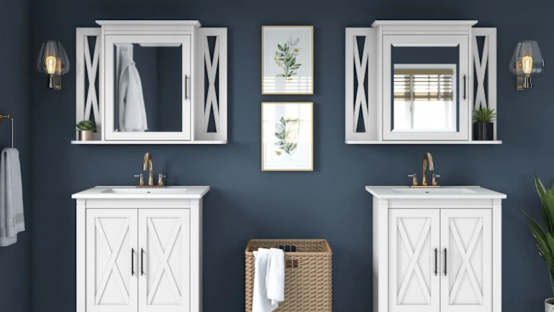 2-Pack: Key West 48W Vanity Set with Sinks and Medicine Cabinets in White Ash