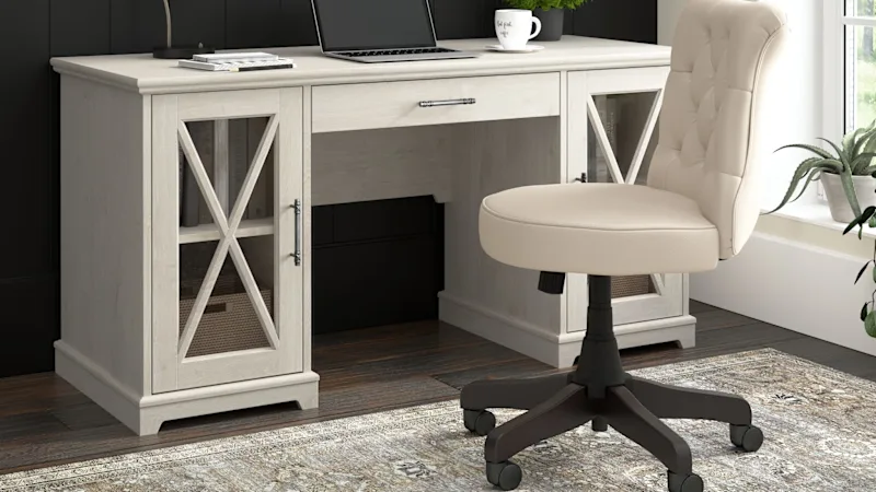Lennox 60W Farmhouse Desk with Storage and Keyboard Tray