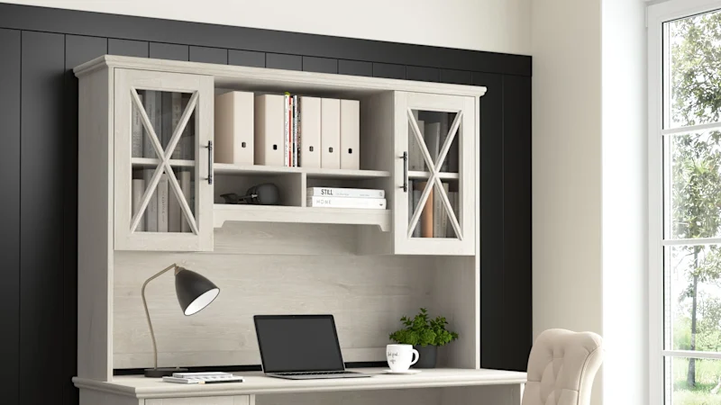 Lennox 60W Farmhouse Desk with Hutch and Storage Cabinet