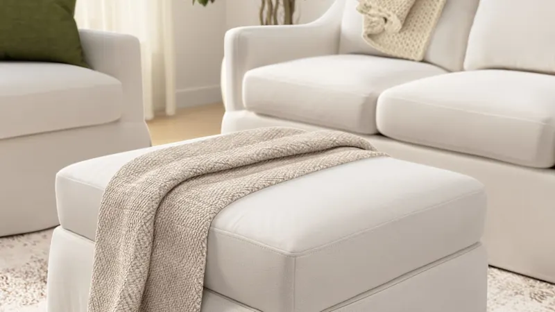 Bush Home Harper Storage Ottoman with Tray and Slipcover