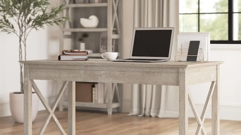 Key West 48W x 24D Writing Desk and Chair Set in Washed Gray