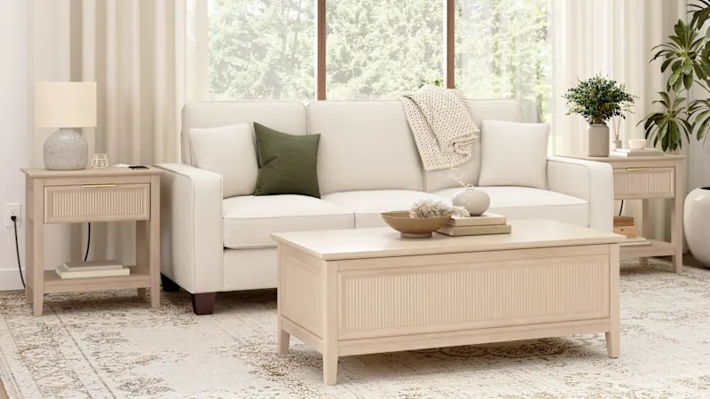 Camille Fluted Lift Top Coffee Table and End Tables Set
