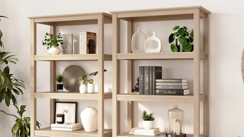 2-Pack: Camille Fluted 5 Shelf Bookcase with Doors