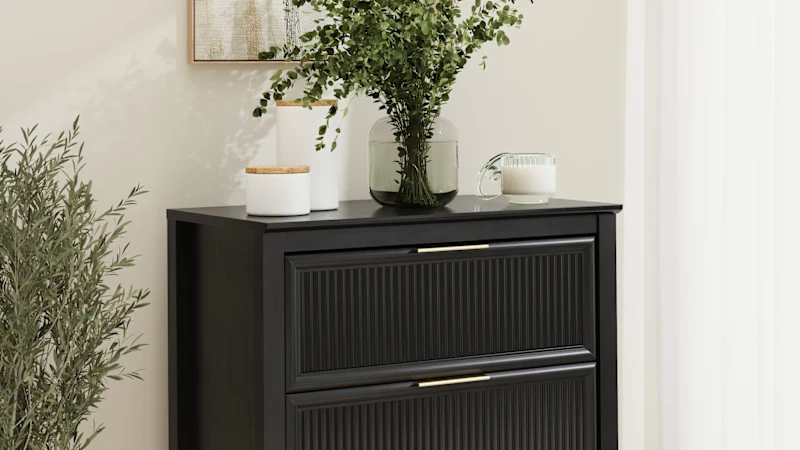 Camille 65W Fluted Full/Queen Headboard + Dresser and 2 Nightstands