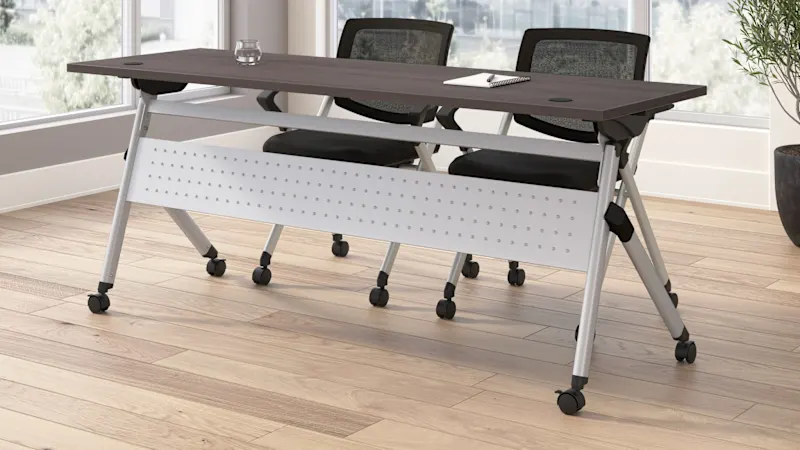 Envision 72W Folding Training Table and 2 Folding Chairs with Arms