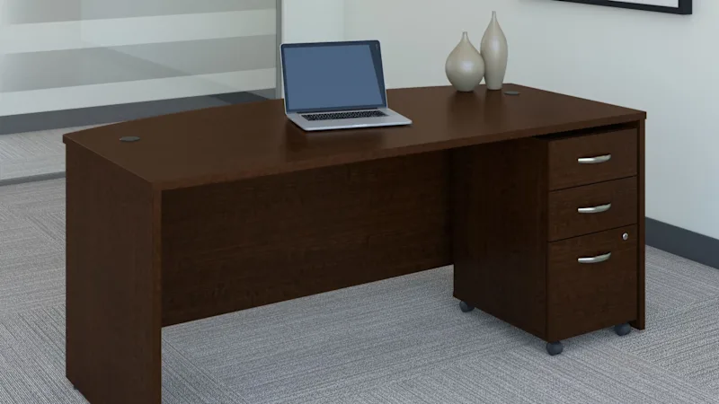 Series C 72W x 36D Bow Front Desk with Mobile File Cabinet