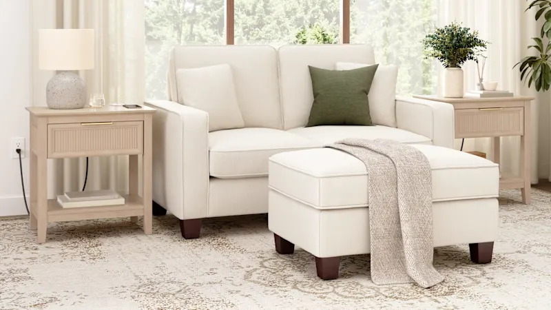 2-Pack: Camille Fluted End Table with Drawer & Built-in Charging