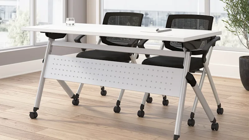 Envision 60W Folding Training Table and 2 Folding Chairs with Arms