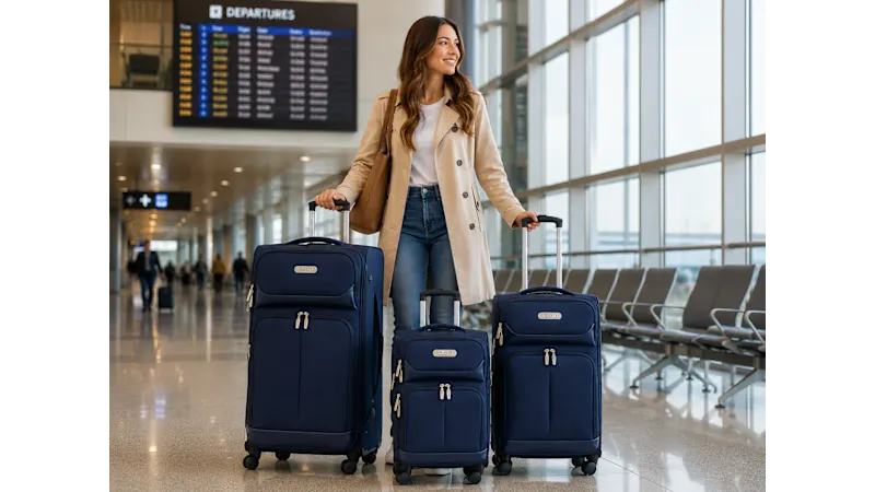 IZOD Ocean 3-Piece Expandable Soft Sided Luggage Set with Built-In Combo Lock