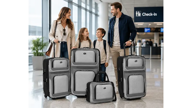 U.S. Traveler New Yorker 4-Piece Lightweight Expandable Rolling Luggage Set