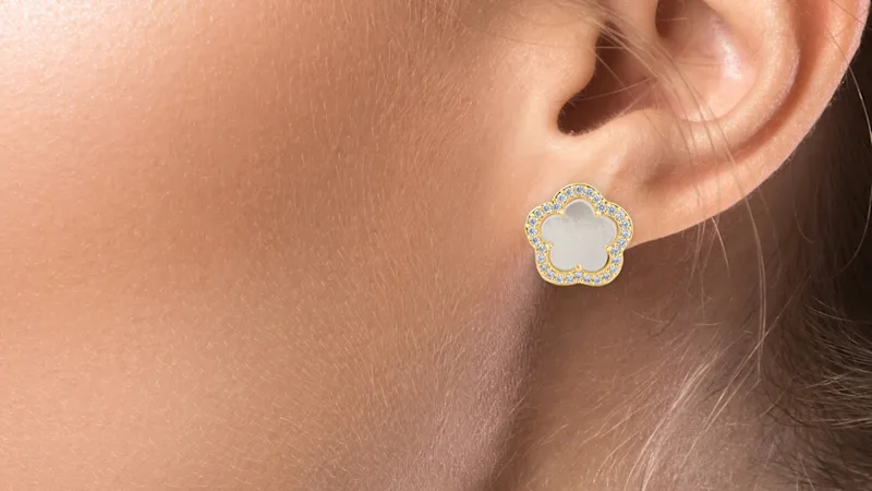 CZ by Kenneth Jay Lane .75 Carat TW Pave CZ Five-Clover Stud Earrings