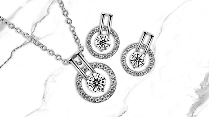 Hollywood Sensation Cubic Zirconia 18K Gold Plated Necklace & Earring Set