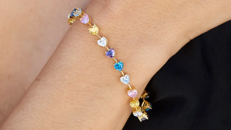 Savvy Cie Prong Set Heart Tennis Bracelet