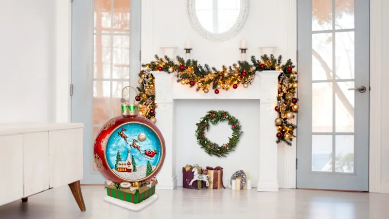 National Tree Company 34" Santa Sleigh Ball Ornament with Christmas Music